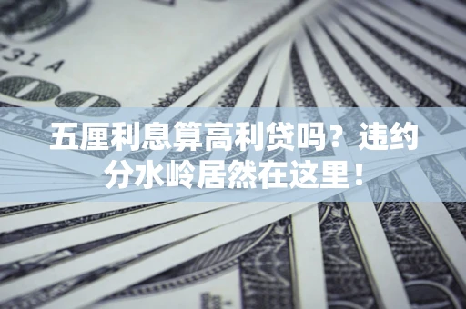 武汉五厘利息算高利贷吗？违约分水岭居然在这里！